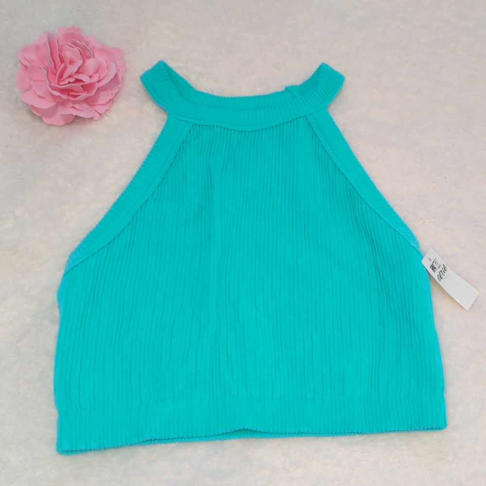 Aerie Teal Crop Top Size M NWT Cute Shelf Bra Top Athleisure Thick Quality